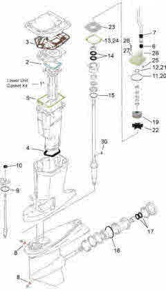 115 hp lower unit parts drawing