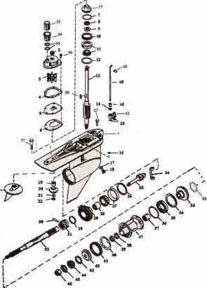 Alpha One generation 2 lower unit parts drawing