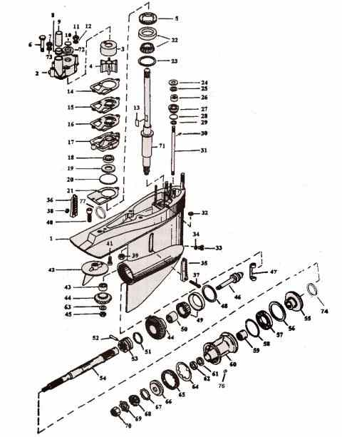 Alpha one lower gear case layout drawing
