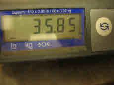About 36 pounds