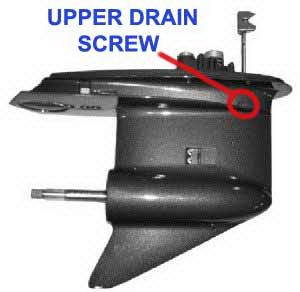 Cobra lower gearcase upper drain screw location
