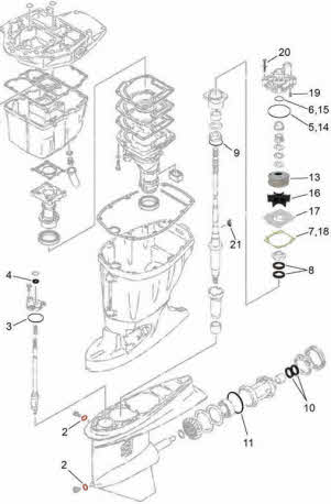 F115-LF115 Yamaha 2004-2005 lower unit drawing