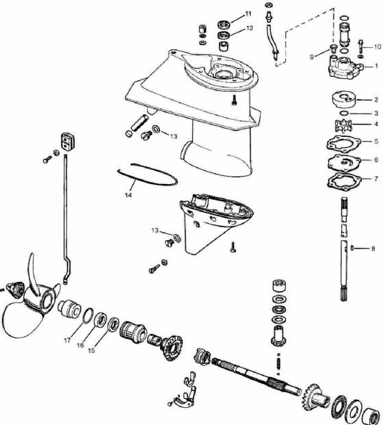 Johnson outboard parts 2 piece lower unit gearcase 18-25-28 hp