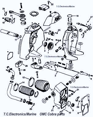 OMC Cobra transom parts 1986 to 1993