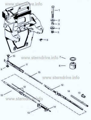 Transom plate and shift cable Alpha 1 drawing