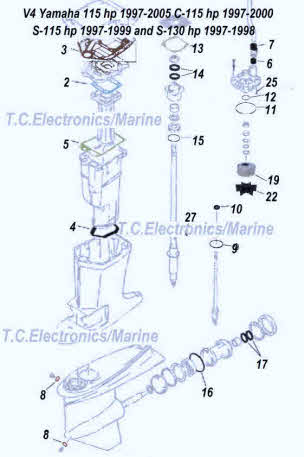 V4 Yamaha C-115hp S-115hp S-130hp 1997-1998