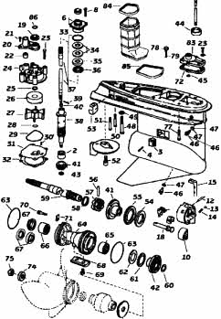 Johnson outboard drawing V4-V6 1979-2006 Type O