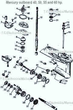 Mercury outboard parts 40, 50, 55 and 60 hp