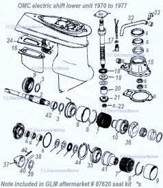 electric shift lower unit parts 1970-1977