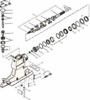 Mercruiser Alpha 1 Generation 2 upper gearcase parts drawing