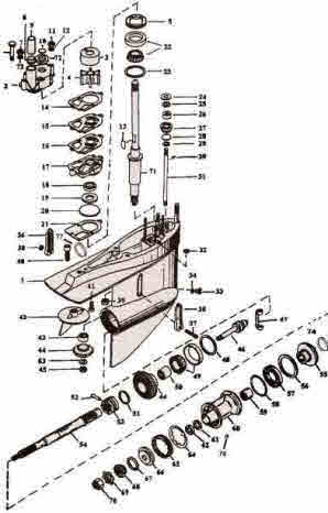 Mercruiser Alpha One lower gear case drawing