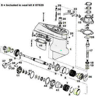 OMC electric shift gearcase 1972-1977