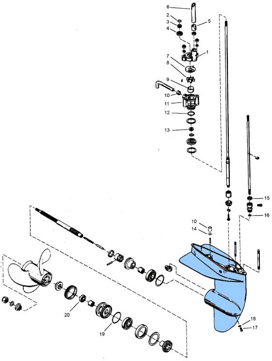 Mercury outboard parts drawing 3.9, 4, 4.5, 6, 7.5 , 9.8 hp.