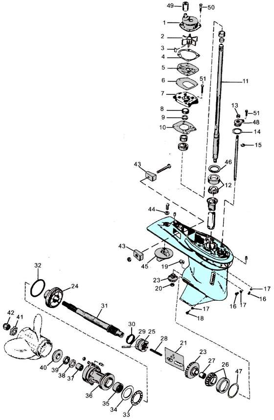 Mercury outboard parts lower unit drawing