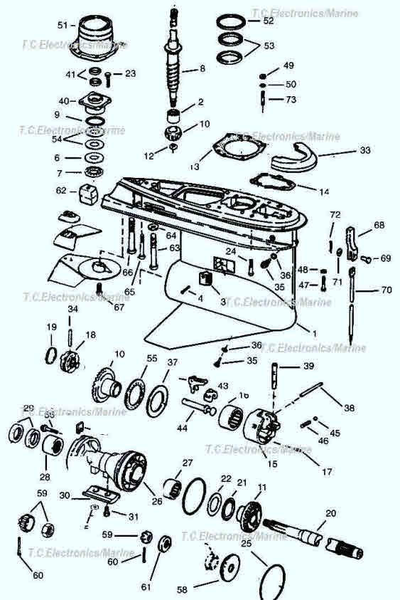 OMC 400 lower unit drawing