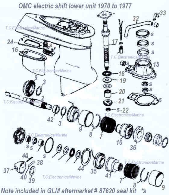 OMC electric shift lower unit 1970 to 1977