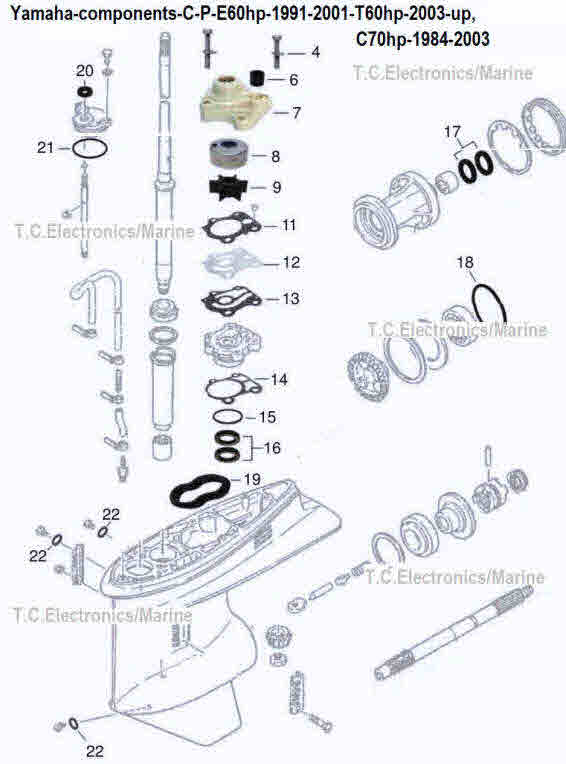 Yamaha components C/P/E60 hp 1991-2001 T60hp 2003 up C70hp1984-2003